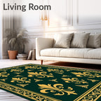 Grand Fleur-de-Lis Emerald Garden Rug