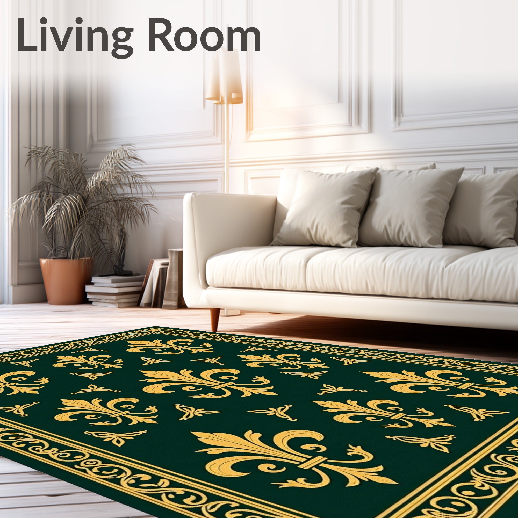 Grand Fleur-de-Lis Emerald Garden Rug