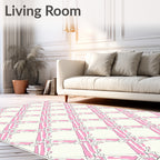 Pink White Lattice Diamond Rug