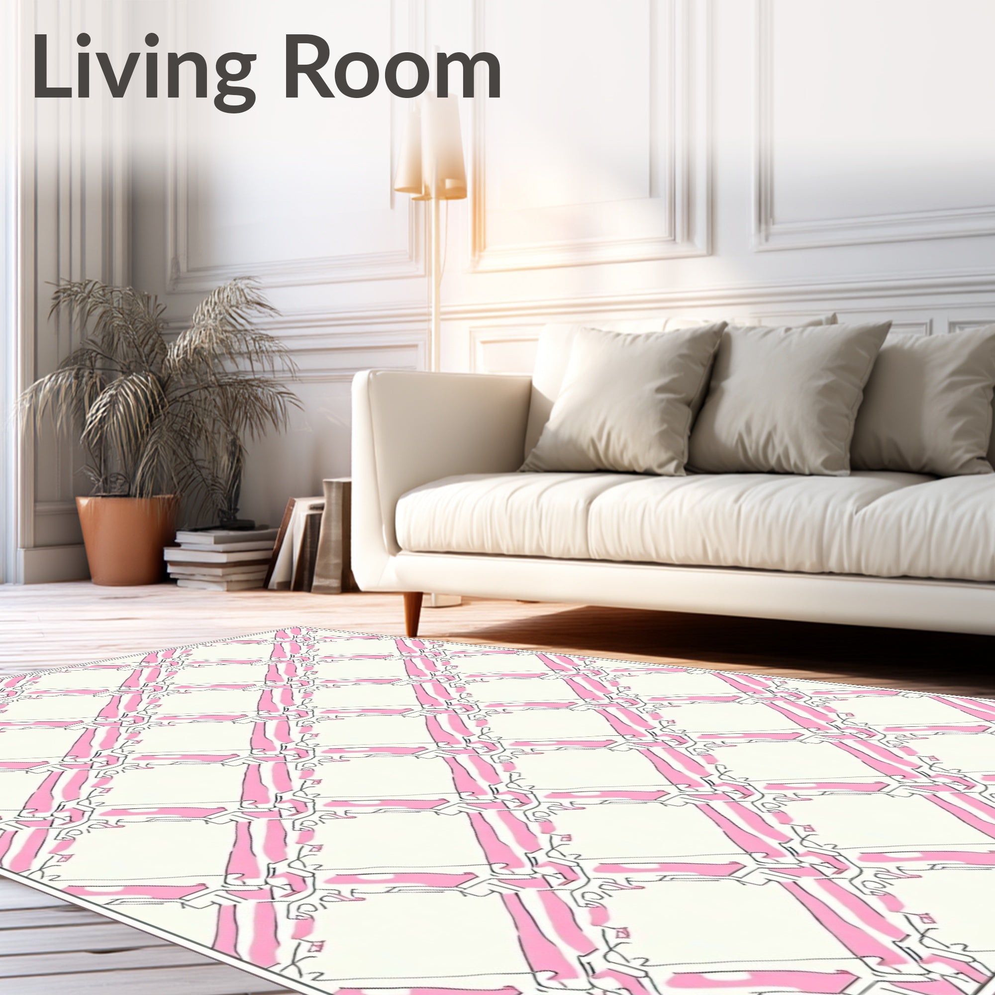Pink White Lattice Diamond Rug