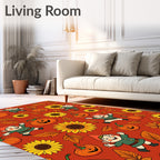 Autumn Gnome Sunflower Pumpkin Patch Rug