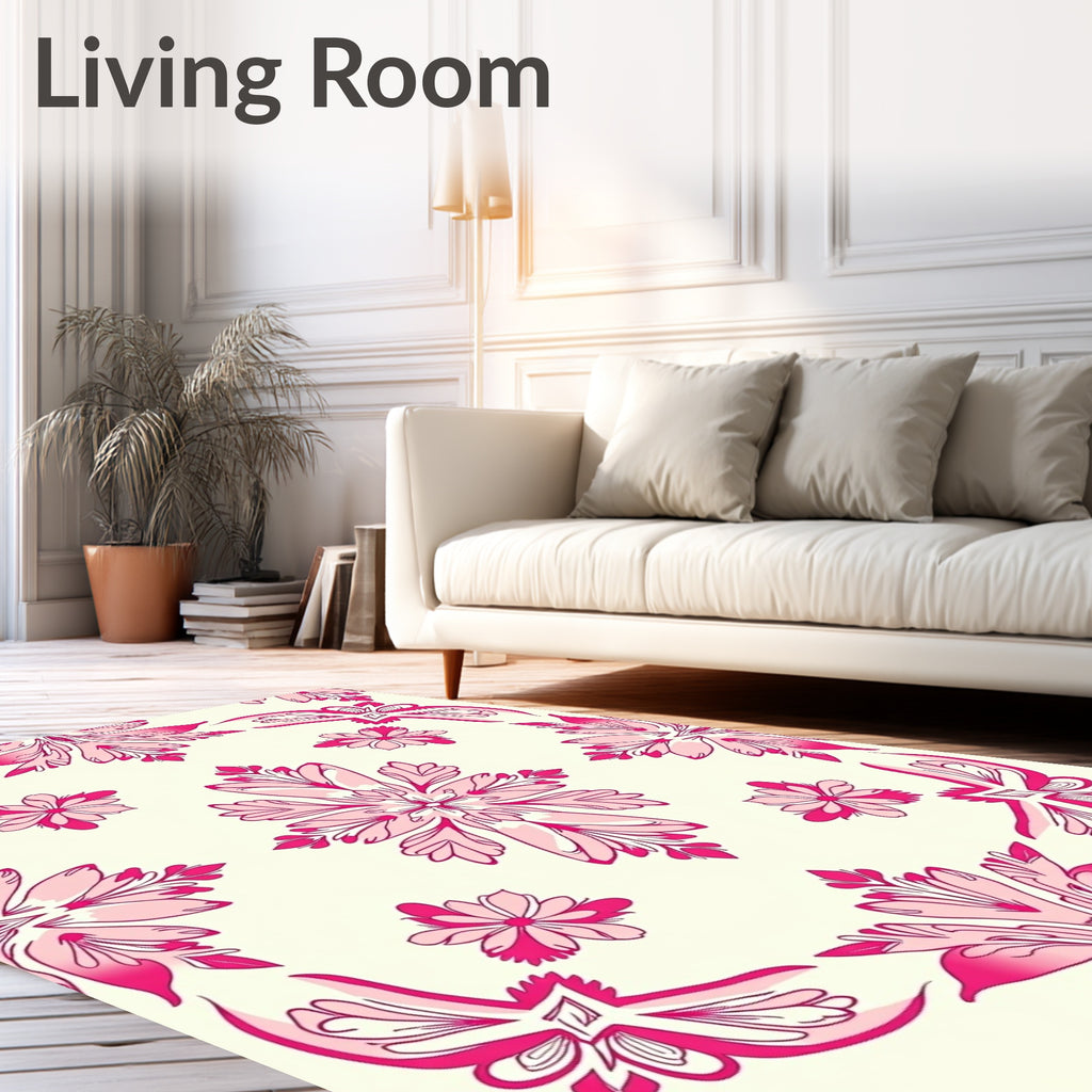 Fuchsia Floral Blossom Mandala Rug