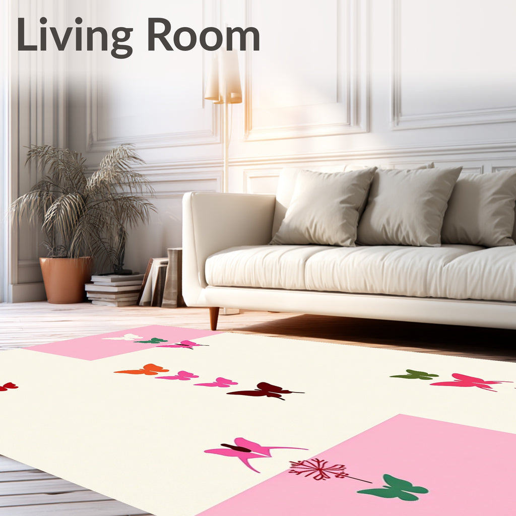 Colorful Butterflies Snowflakes Garden Display Rug