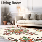 Terracotta Leaf Floral Medallion Rug