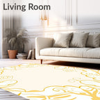 Golden Swirl Floral Arrangement Rug