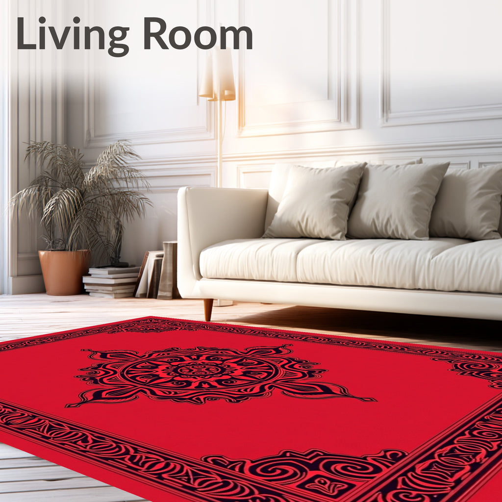 Crimson Medallion Border Rug