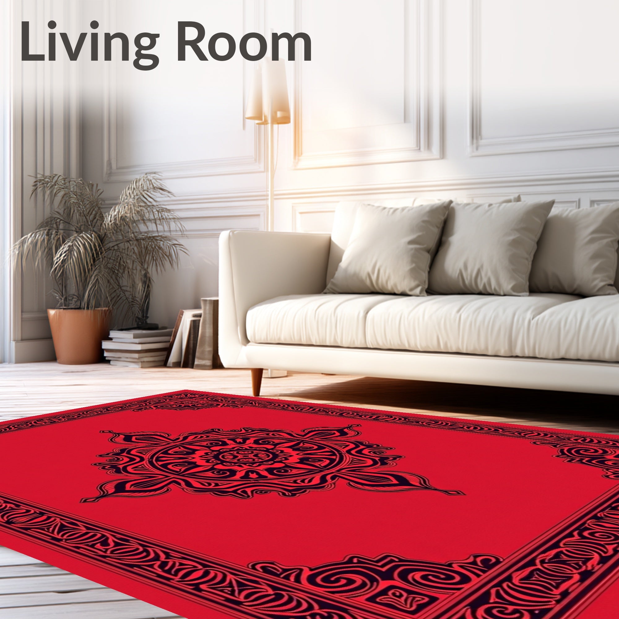 Crimson Medallion Border Rug