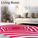 Retro Pink and Red Wavy Stripes Rug