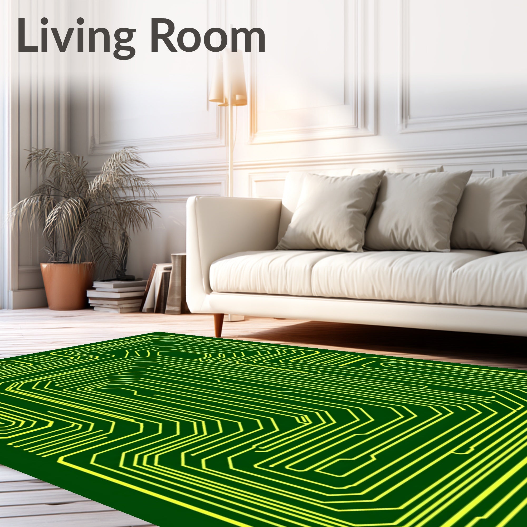 Green Circuit Board Yellow Pathway Rug