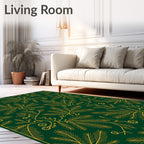 Golden Pine Branch Botanical Art Rug