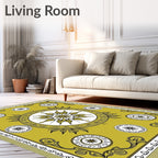 Golden Sunburst Medallion Emblem Rug