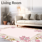 Art Nouveau Pink Floral Border Rug