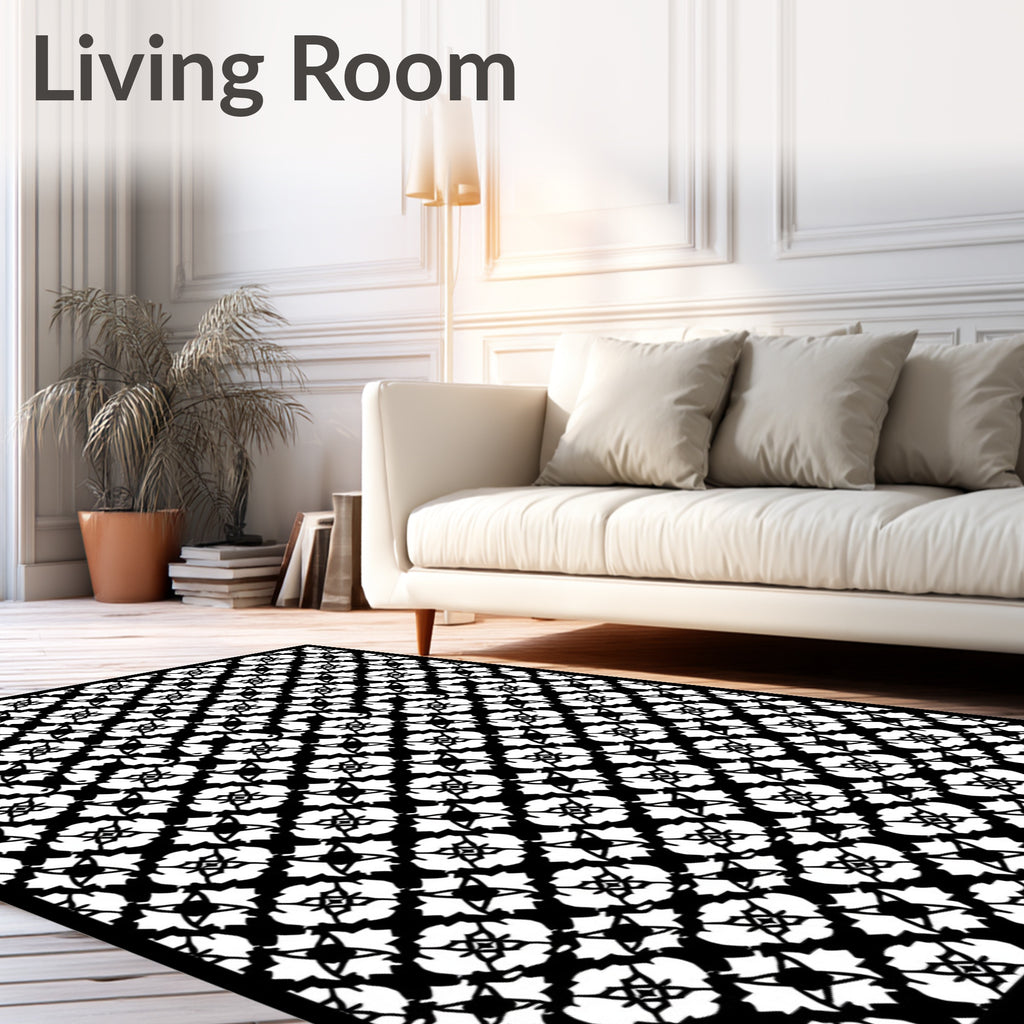 Monochromatic Abstract Geometric Interlocking Shapes Rug