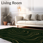 Golden Winding Lines Dark Rug