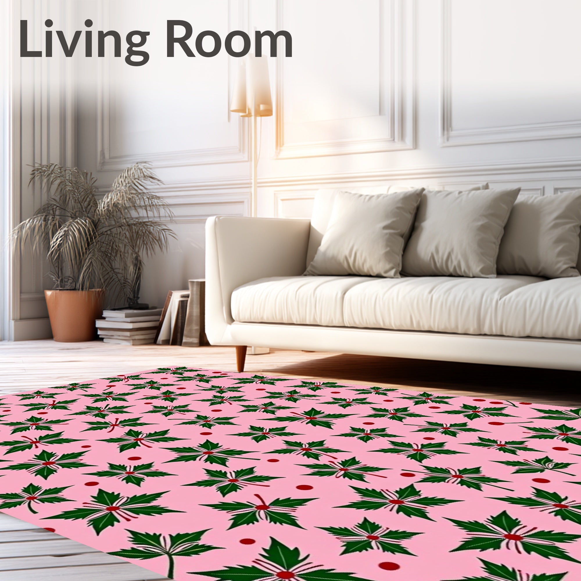 Pink Holly Berries Scatter Rug