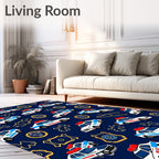 Playful Police Cars Navy Rug