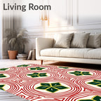 Red Circle Green Starburst Medallion Rug
