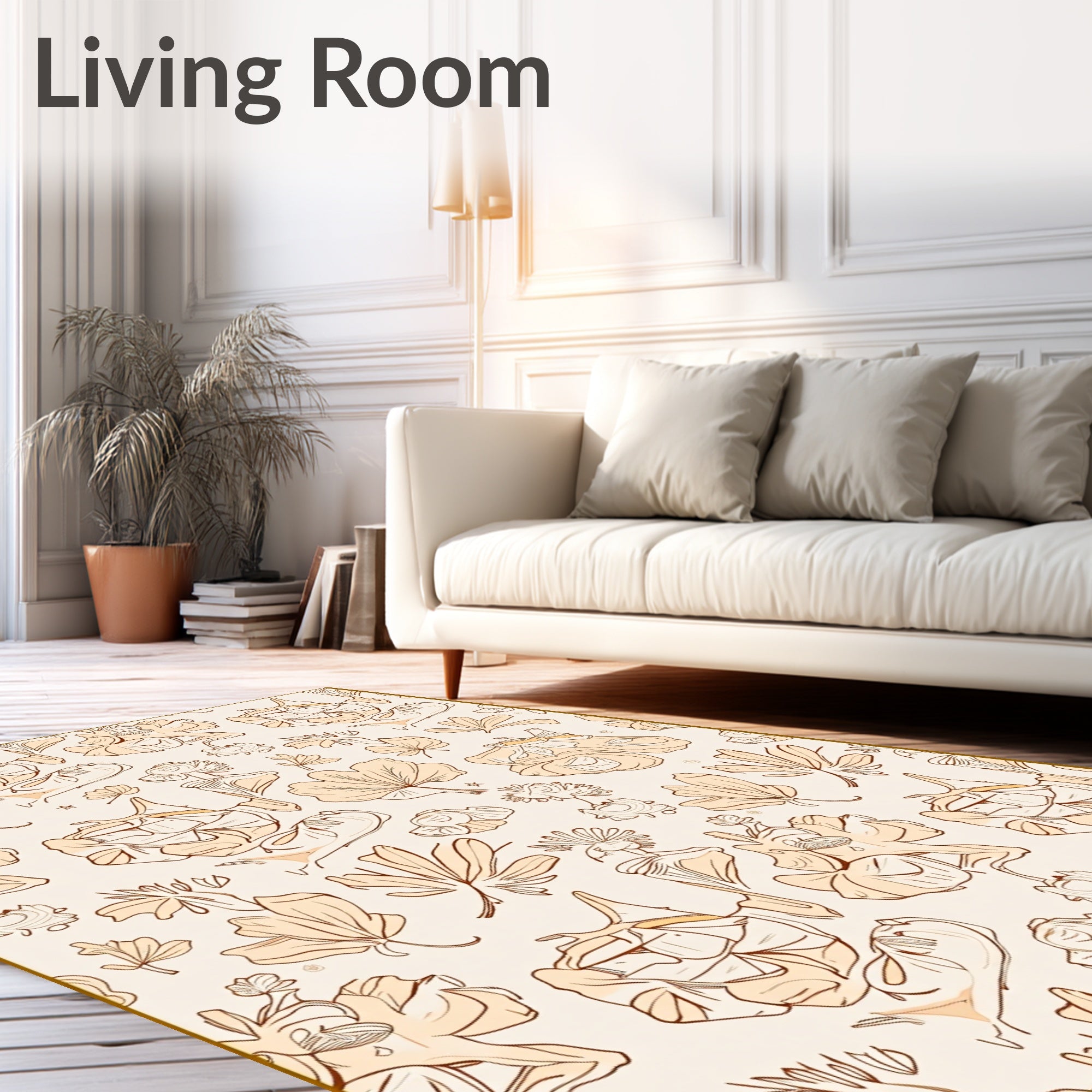 Chic Cream Floral Cluster Arrangement Rug
