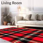 Classic Red Black Tartan Weave Rug