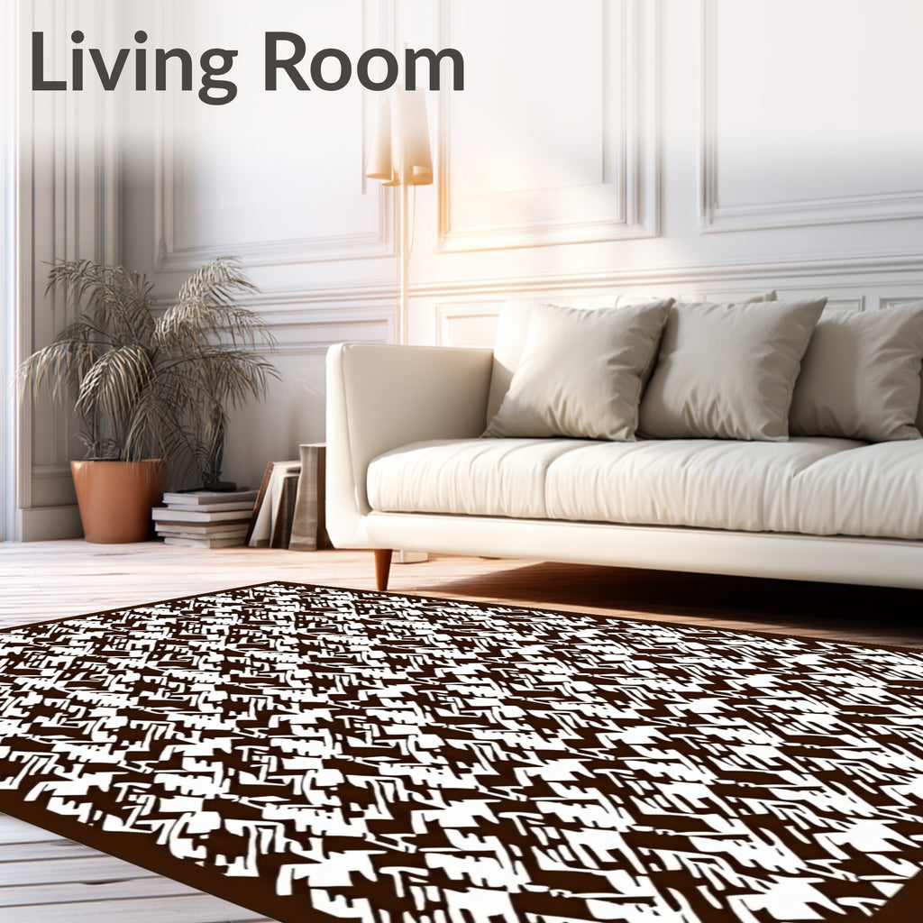 Brown and White Jagged Houndstooth Texture Rug