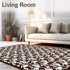 Brown and White Jagged Houndstooth Texture Rug