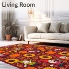 Joyful Gnomes Autumn Sunflowers Pumpkin Patch Rug