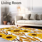 Golden Yellow Sunflower Botanical Repeat Rug