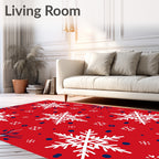 Classic Red Snowflake Cluster Rug