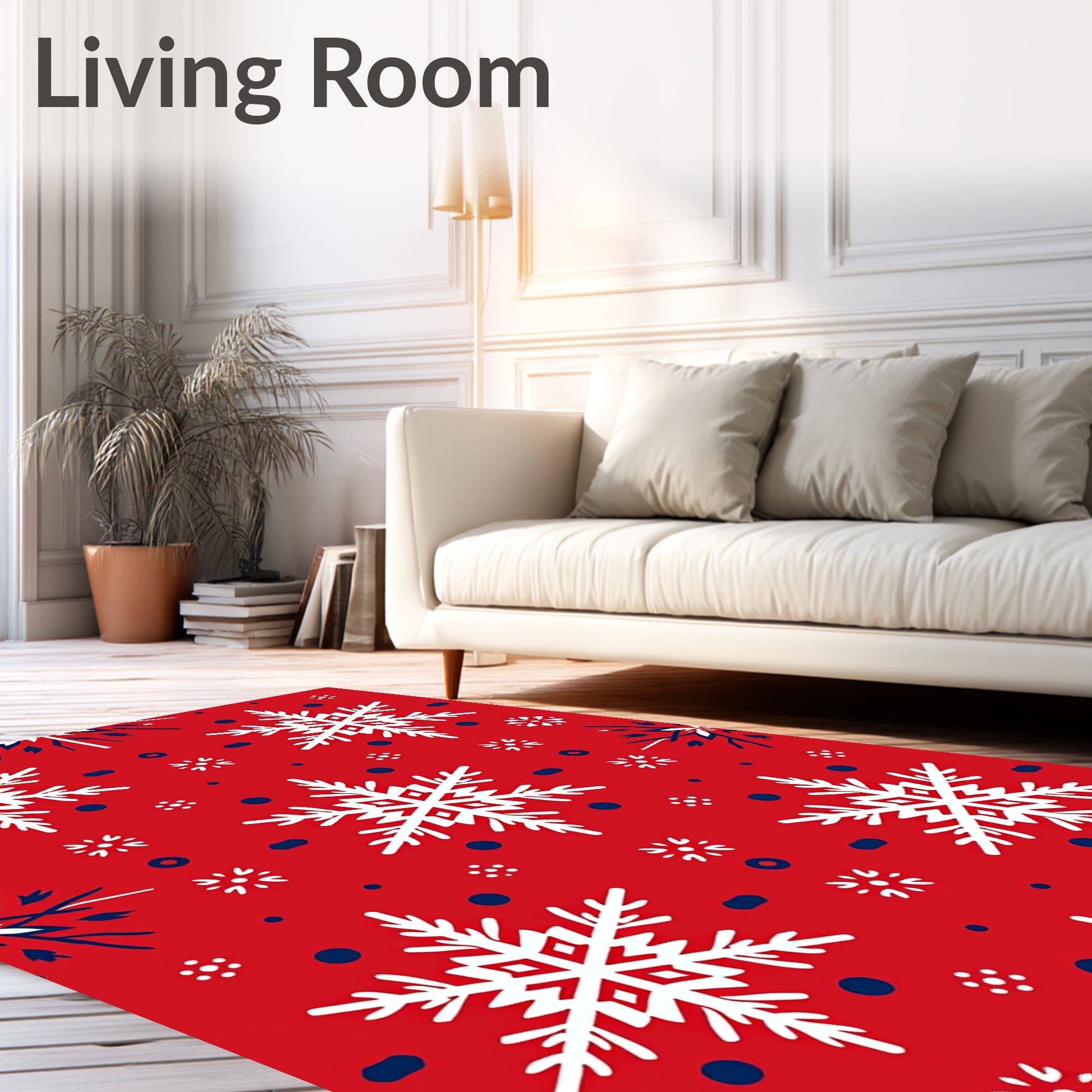 Classic Red Snowflake Cluster Rug