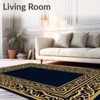 Golden Intertwined Scrollwork Border Rug