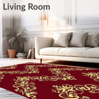Golden Damask Floral Swirl Rug