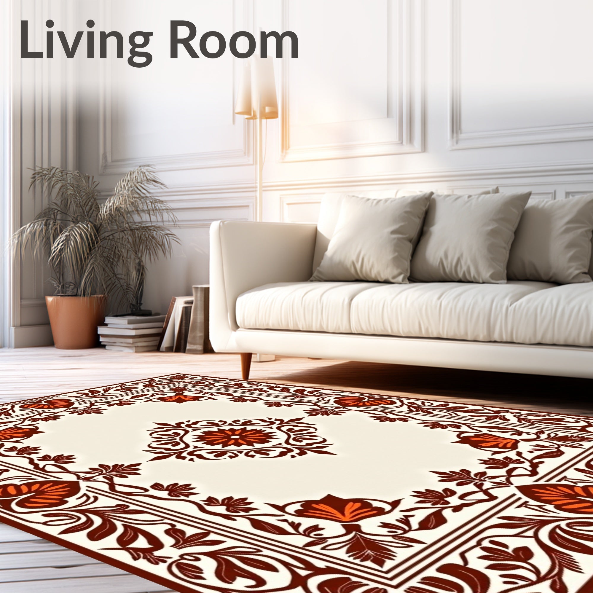 Vineyard Crimson Floral Border Rug