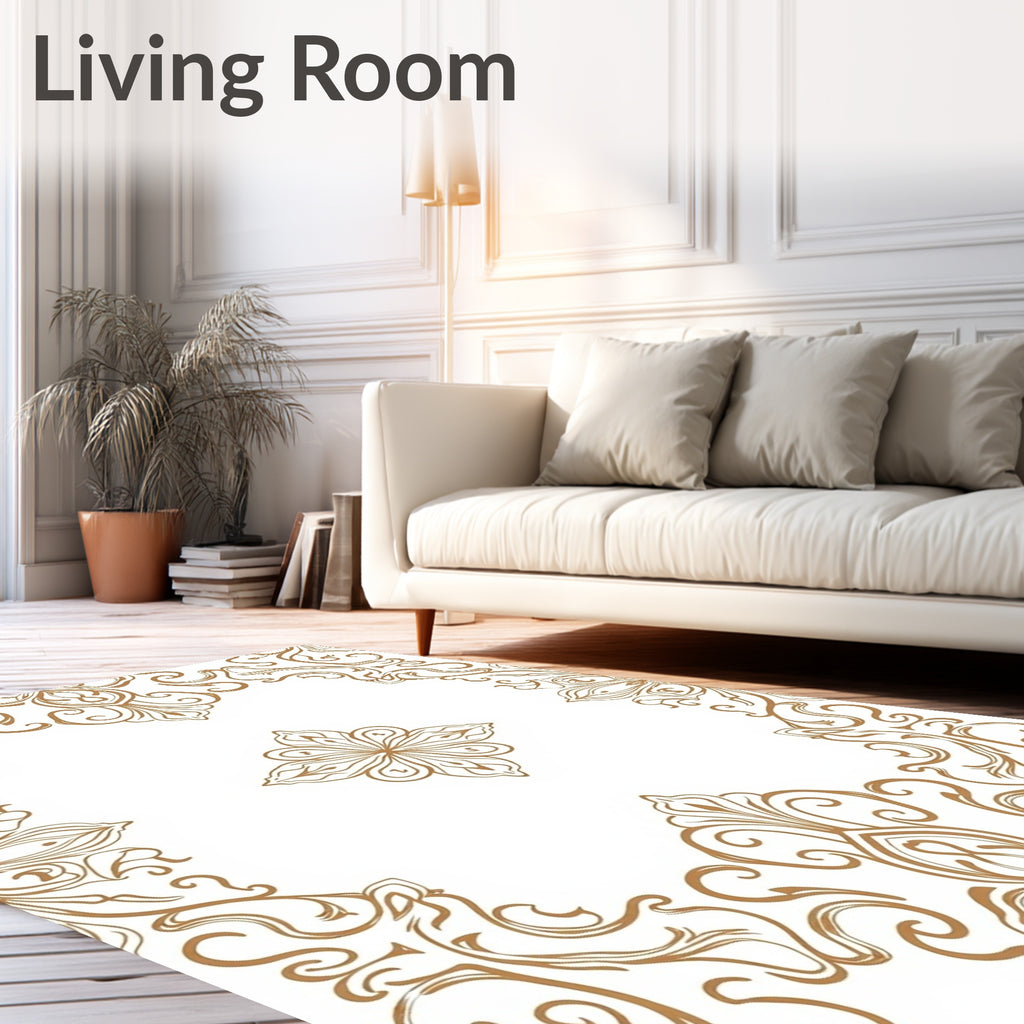Vintage Gold Filigree Floral Medallion Rug