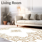 Vintage Gold Filigree Floral Medallion Rug