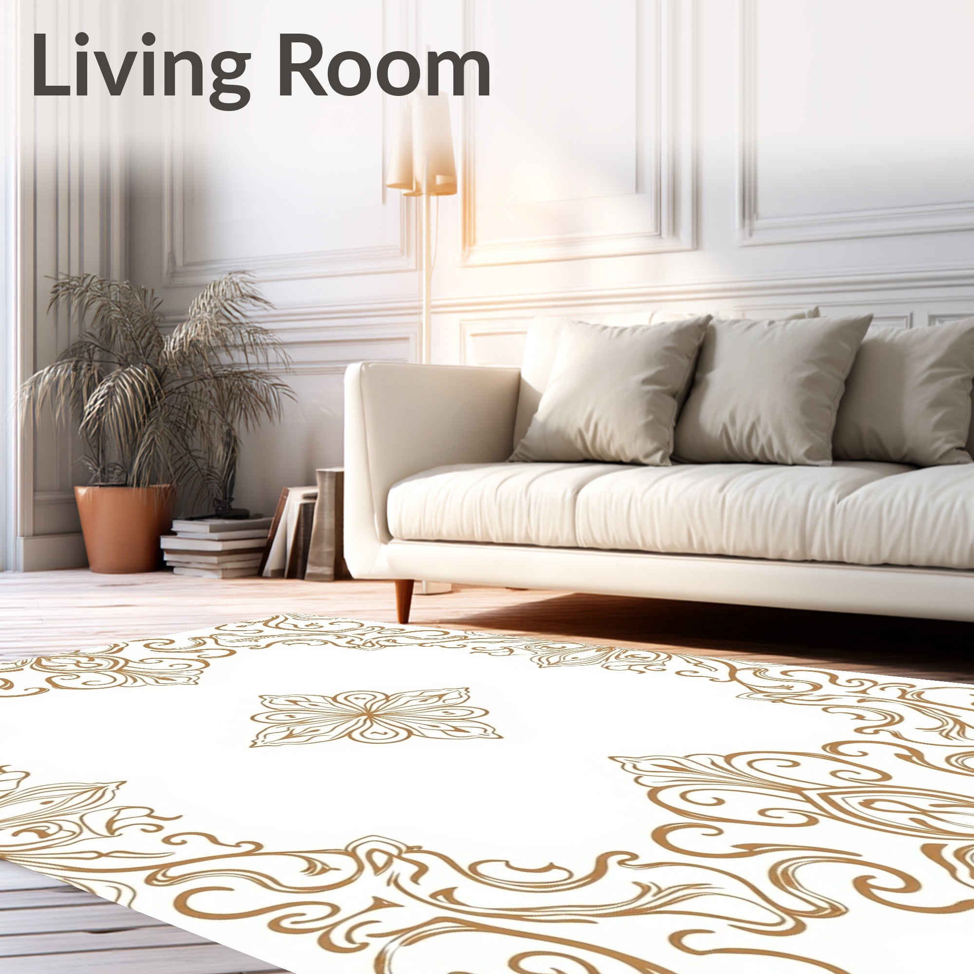 Vintage Gold Filigree Floral Medallion Rug
