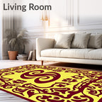 Burgundy Swirl Floral Border Rug