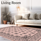 Subtle Pink Floral Butterfly Medina Rug