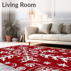 Crimson Snowflake Mandala Medallion Rug