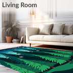 Deep Teal Winter Forest Snowflakes Rug
