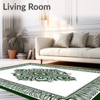 Formal Green Medallion Border Rug