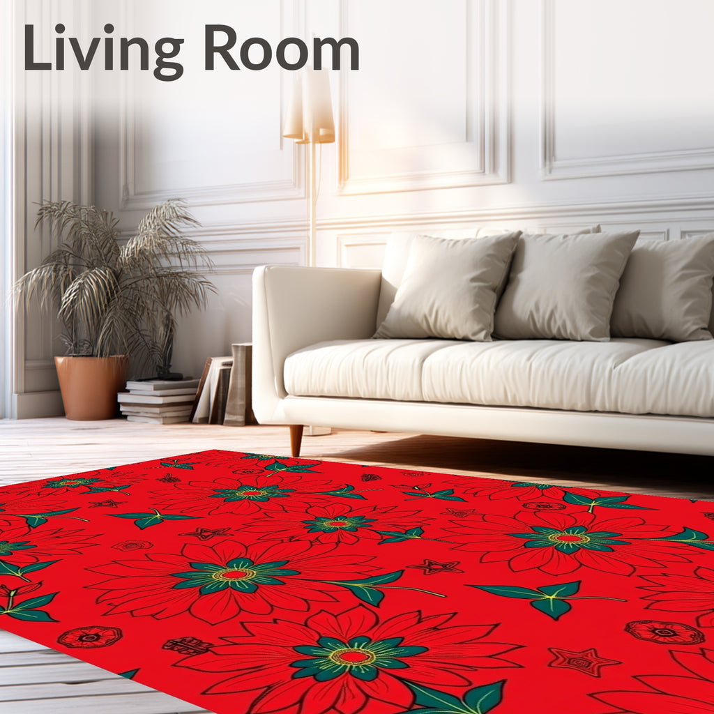 Bold Red Floral Medallion Repeats Rug