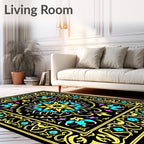 Golden yellow floral mandala Rug