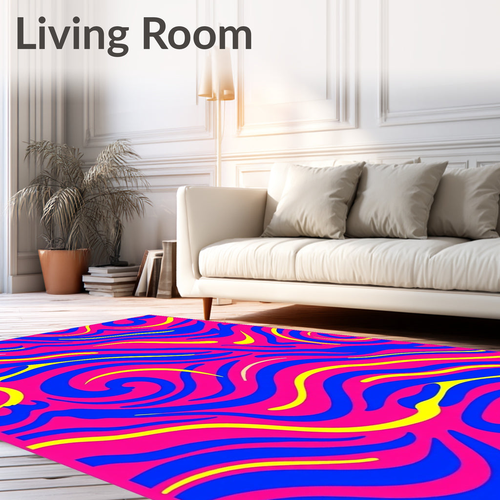 Vivid Pink Blue Yellow Swirl Rug
