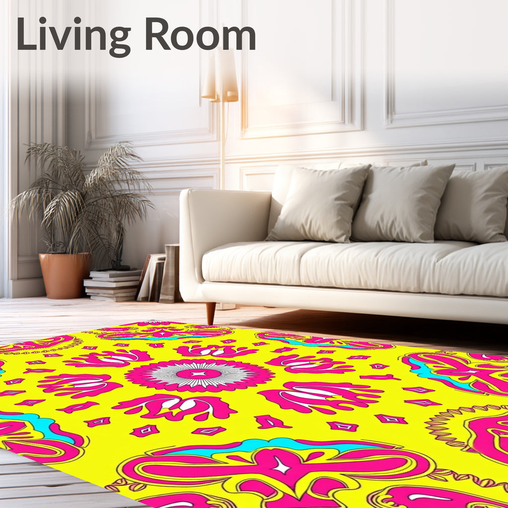 Vibrant Pink Yellow Abstract Fusion Rug