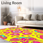 Vibrant Pink Yellow Abstract Fusion Rug
