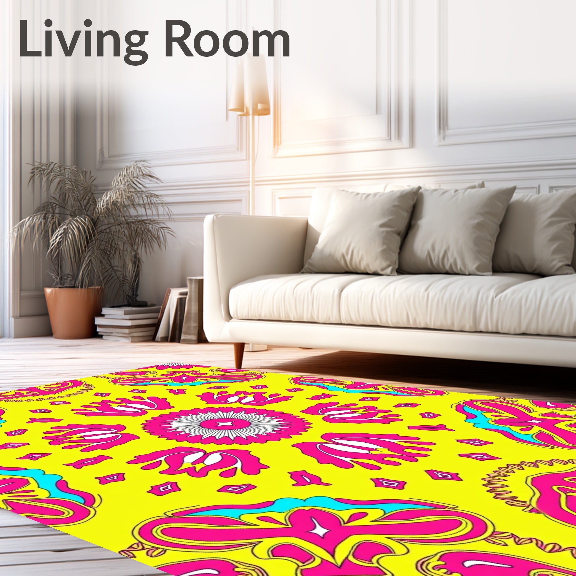 Vibrant Pink Yellow Abstract Fusion Rug