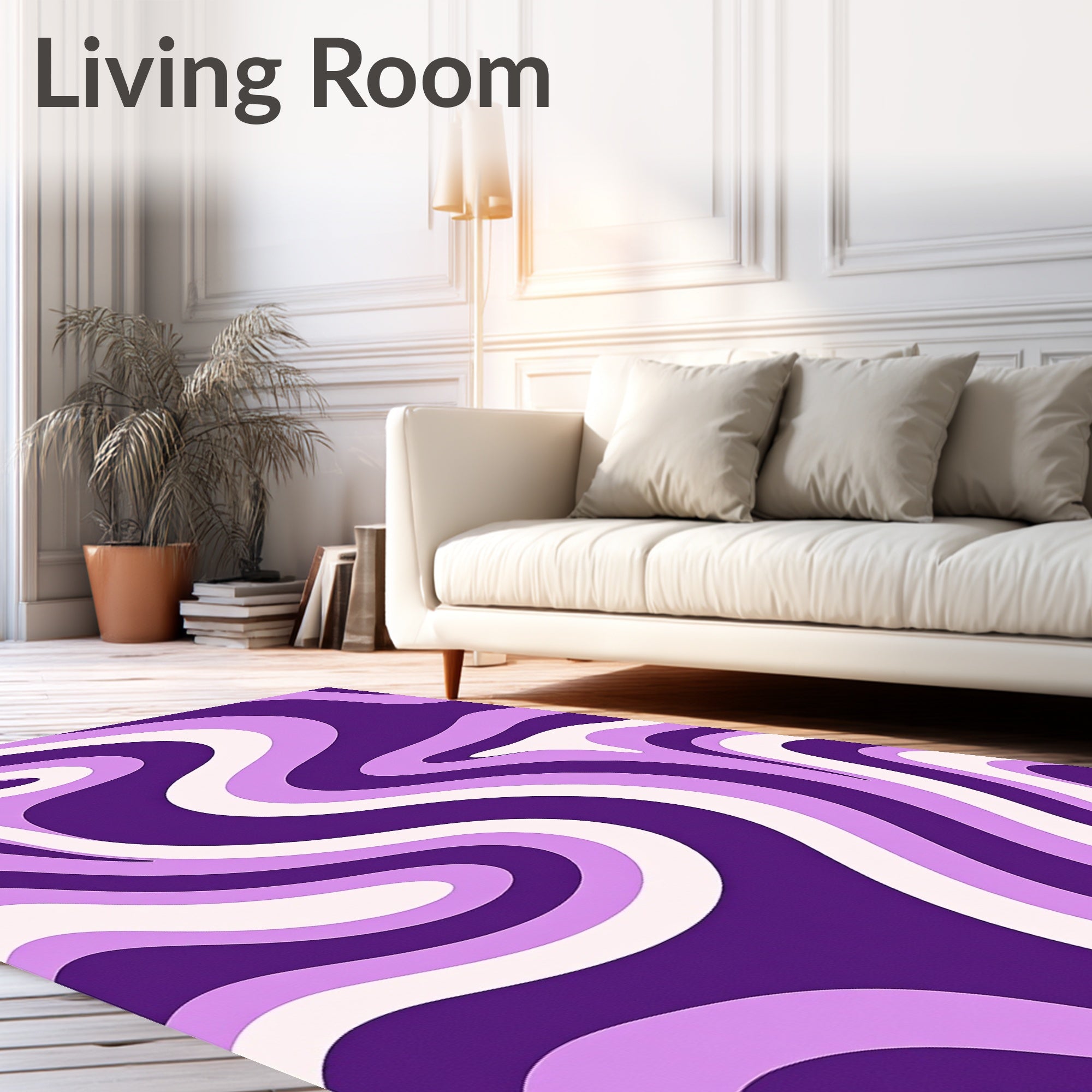 Groovy Purple Swirl Waves Rug