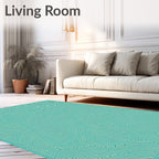 Turquoise Swirling Organic Abstract Rug