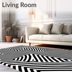 Black white geometric abstract lines Rug