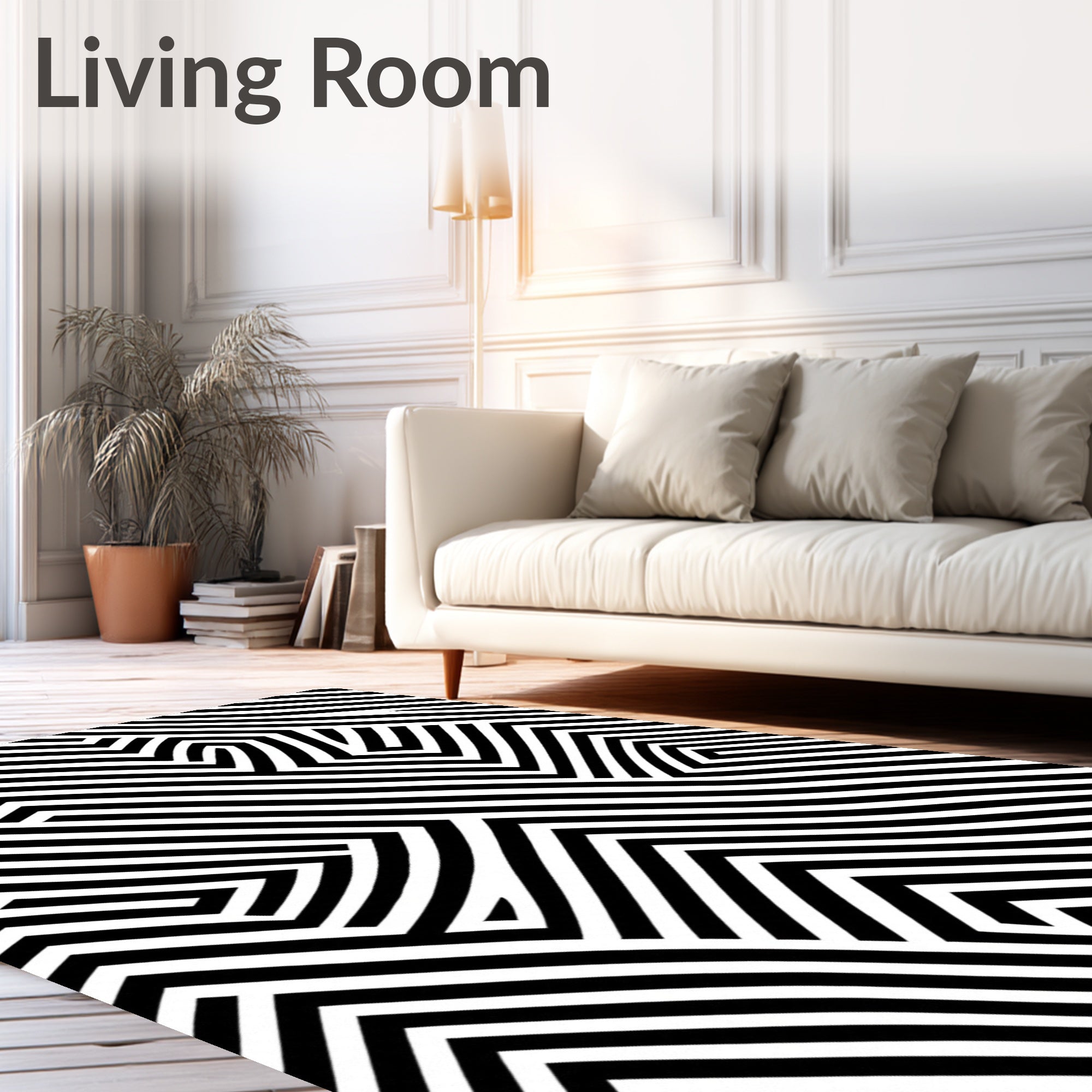 Black white geometric abstract lines Rug